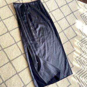 Silver slip skirt with slit